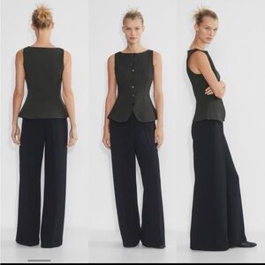 Aritzia Babaton Limitless Pant Black Crepe Wide Leg Trouser Size 16